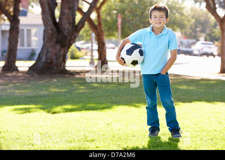 Boy Posing With Soccer ball Stock Photo