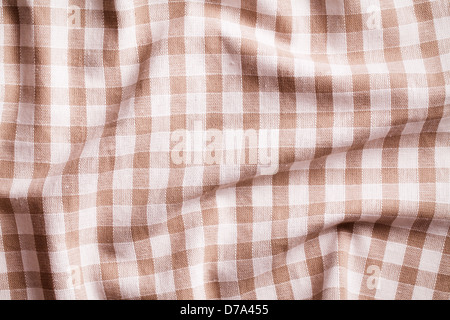 texture of checkered crumpled tablecloth Stock Photo