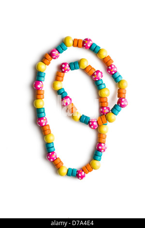 necklace with colorful beads on white background Stock Photo