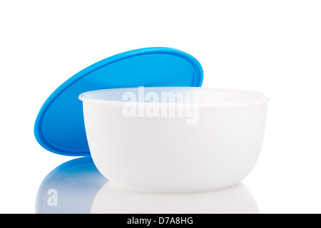 Plastic container on white background Stock Photo