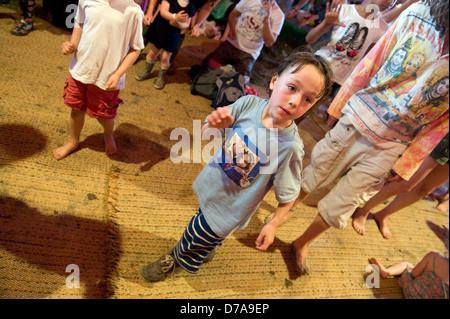 Quirky acts and people at the Glastonbury festival in Summer. Stock Photo