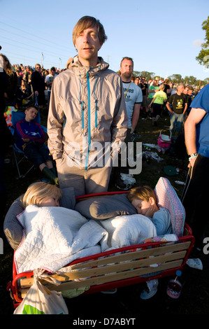 Quirky acts and people at the Glastonbury festival in Summer. Stock Photo