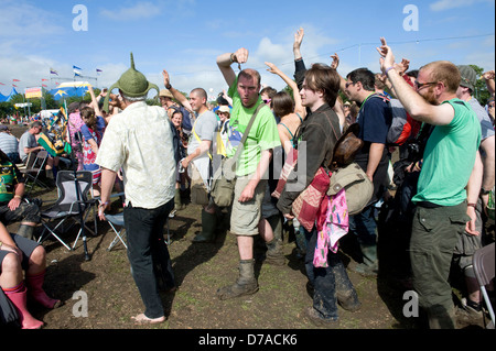 Quirky acts and people at the Glastonbury festival in Summer. Stock Photo