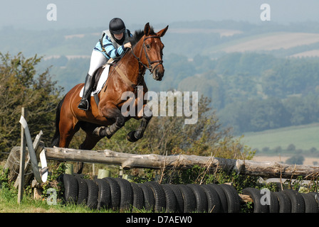 Berks & Bucks Fun Ride on the Berkshire downs jumping the fences Stock Photo