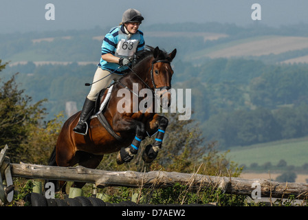 Berks & Bucks Fun Ride on the Berkshire downs jumping the fences Stock Photo