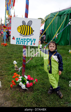 Quirky acts and people at the Glastonbury festival in Summer. Stock Photo