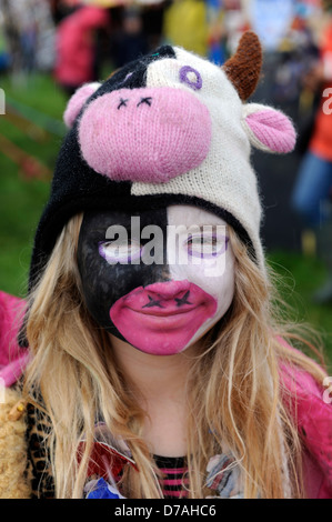 Quirky acts and people at the Glastonbury festival in Summer. Stock Photo