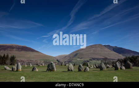 Castlerigg Stone Circle with Blencathra (or Saddleback) in the background, near Keswick, Lake District, Cumrbia Stock Photo