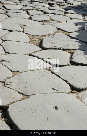 ancient roman road made of flagstones in the roman forum rome italy Stock Photo