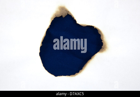 fire hole on white paper Stock Photo