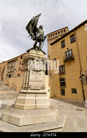 Monument to Juan Bravo (1483 1521) was a leader of the rebel Comuneros in the Castilian War of the Communities. Stock Photo