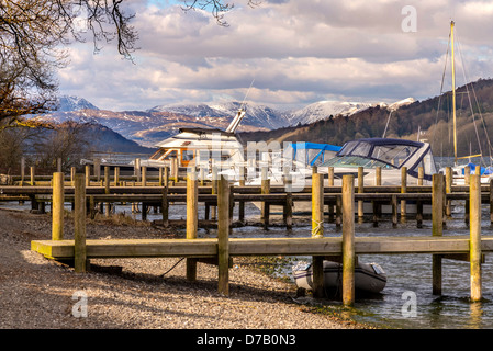 Lakeside pier on Lake Windermere. Stock Photo