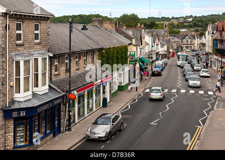Elevated view of Cowbridge High Street in the Vale of Glamorgan Stock Photo