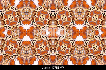 Repeated symmetrical pattern made from image of ocean jasper Stock Photo