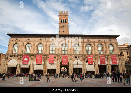 Palazzo del Podesta and the Piazza Maggiore, Bologna; Italy Stock Photo