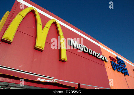 sign and logo of McDonald's in Bet Shemesh Israel Stock Photo