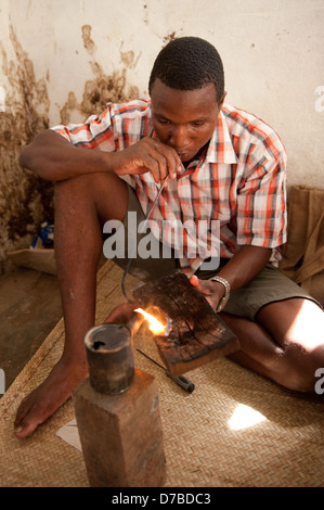 Traditional silversmith, Ibo island, Mozambique Stock Photo