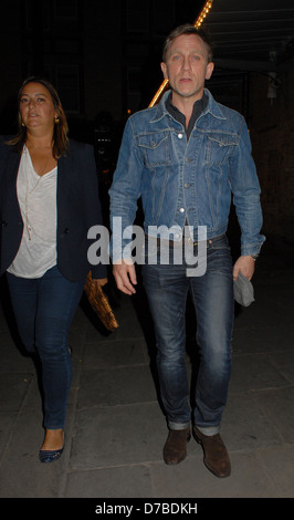 Daniel Craig wearing a denim jacket as he leaves J Sheekey restaurant London, England - 04.06.11 Stock Photo