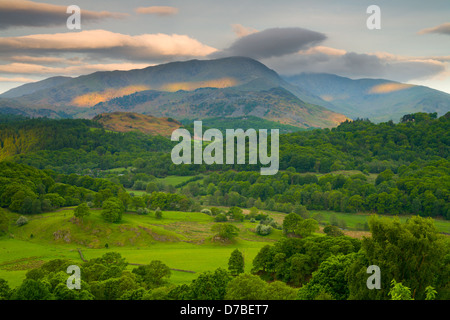 Morning light and clouds over the langdale pikes, cumbria Stock Photo