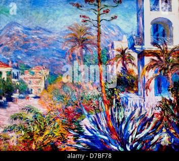 Claude Monet Stampa Su Tela 'Garden Villas At Bordighera' – Quadro Incorniciato 101x76 Cm (40x30 Pollici), Pronto Da Appendere, Arte Da Parete Per Soggiorno
