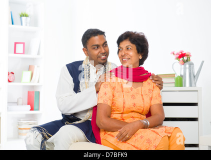 punjabi family ,mother and son with traditional punjab dress Stock Photo