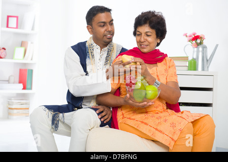 punjabi family ,mother and son with traditional punjab dress Stock Photo