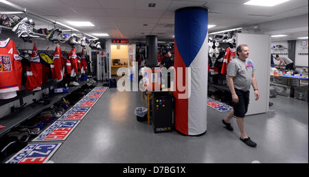 Dressing room of Czech ice hockey players at 2013 Ice Hockey World Championship in Globen hall in Stockholm, Sweden, May 3, 2013. (CTK Photo/Vit Simanek) Stock Photo