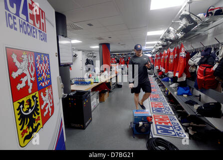 Dressing room of Czech ice hockey players at 2013 Ice Hockey World Championship in Globen hall in Stockholm, Sweden, May 3, 2013. (CTK Photo/Vit Simanek) Stock Photo