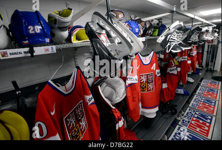 Dressing room of Czech ice hockey players at 2013 Ice Hockey World Championship in Globen hall in Stockholm, Sweden, May 3, 2013. (CTK Photo/Vit Simanek) Stock Photo