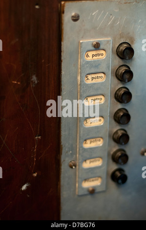 buttons on the old elevator Stock Photo