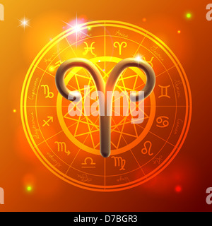 Zodiac Aries golden sign Stock Photo