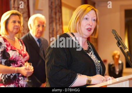 Llandrindod Wells, UK. 3rd May 2013. Minister Edwina Hart gives a speech before the opening ceremony. Owners, Justin Baird-Murray and his sister Sarah Hill have overseen a £5 million refurbishement of The Metropole Hotel, resulting in an upgrade to its current four-star status. A six figure sum was secured to carry out the new spa development supported by Barclays. Edwina Hart, Minister for Economy, Sciences & Transport said, “The tourism sector is one of our key growth markets and is worth £5 billion to the Welsh economy.” Photo Credit: Graham M. Lawrence/Alamy Live News. Stock Photo