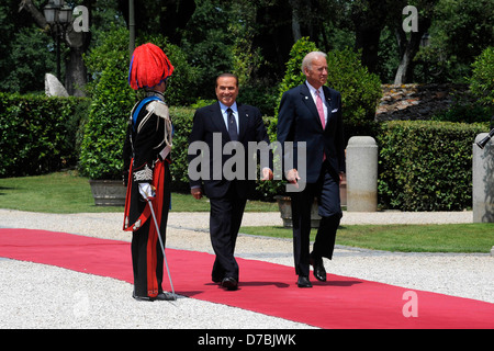 Italian Prime Minister Silvio Berlusconi meets US Vice President Joe Biden at Villa Pamphili. World leaders the same day