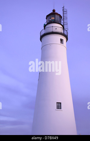 Twilight at the Fort Gratiot Lighthouse. Port Huron, Michigan. Stock Photo