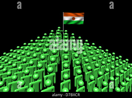 Pyramid of abstract people with Niger flag illustration Stock Photo