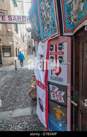 Souvenir shop in the historical center of Alghero, Sardinia Stock Photo
