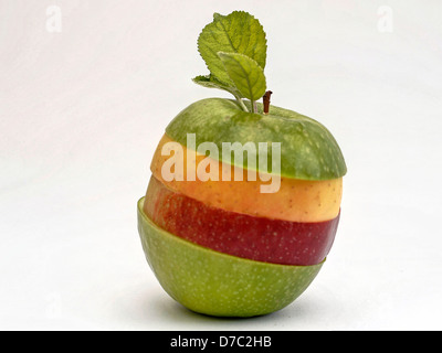 Apple slices of different apples in green and red Stock Photo