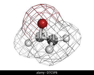 Ethylene oxide (oxirane), molecular model. Ethylene is the simplest epoxide and is used as a disinfectant and polymer precursor Stock Photo