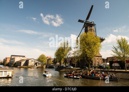 Channels of Amsterdam. Typical Amsterdam architecture. Urban space in the spring Stock Photo