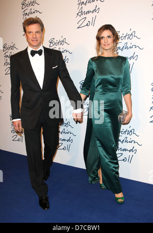 Colin Firth with his wife Livia Giuggioli The British Fashion Awards 2011, held at the Savoy - Arrivals London, England - Stock Photo