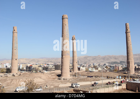 Historical minarets in Herat was built In the reign of Shahrukh Mirza in 1438 Stock Photo