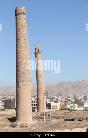 Historical minarets in Herat was built In the reign of Shahrukh Mirza in 1438 Stock Photo