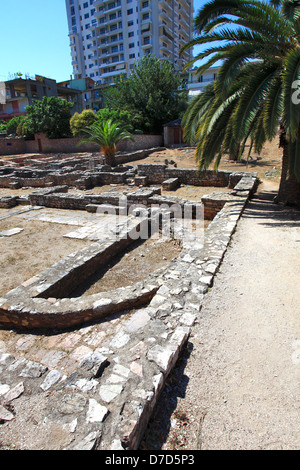 Summer view of the Jewish Synagogue ruins, Saranda town, Saranda District, Southern Albania, Europe Stock Photo