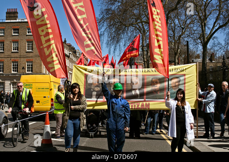 May Day march, London. 1st May 2013. Unions and workers showing solidarity for the rights of workers. Stock Photo