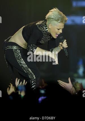 US singer Pink (C) gives a concert at the O2 World in Berlin, Germany, 03 May 2013. The show is part of her tour 'The Truth About Love'. Photo: Britta Pedersen/dpa Stock Photo