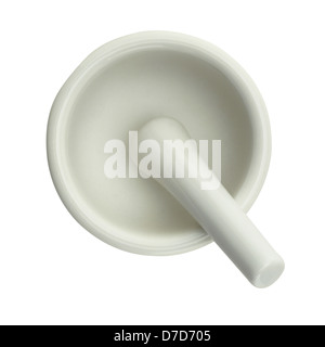 White porcelain mortar and pestle set Stock Photo
