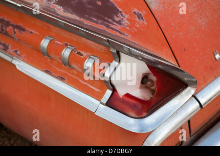 Broken taillights on a  old Mercury  car at route 66 in Hackberry, Arizona, USA Stock Photo