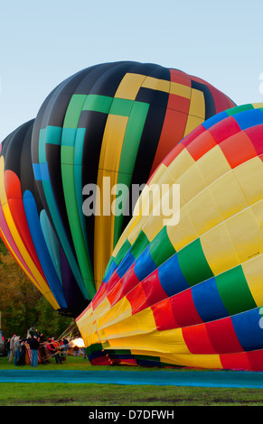 hot air balloons being inflated Stock Photo