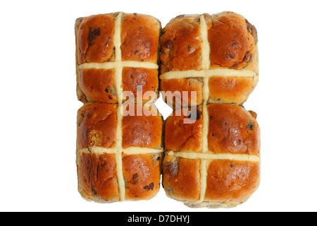 Hot cross buns isolated on white Stock Photo