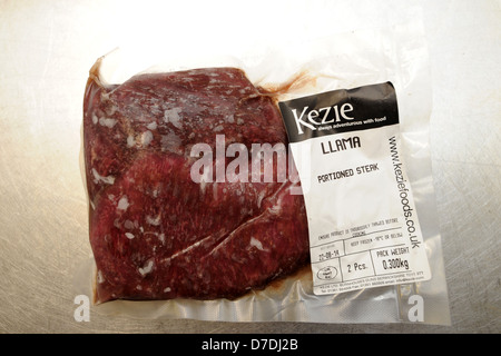 Llama meat in a packet. Stock Photo